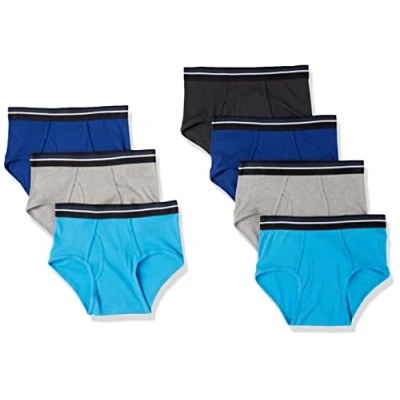 Abbildung von Amazon Essentials Herren Baumwollslips Unterwäsche ohne Etikett, 7er Pack, Blau/Grau/Schwarz, XS