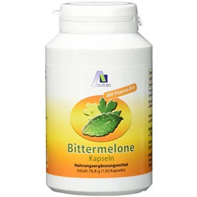 Abbildung von Avitale Bittermelone Kapseln mit standardisiertem Frucht Extrakt der (Momordica Charantia) u. Vitamin B6 für einen normalen Homocysteinspiegel, 120