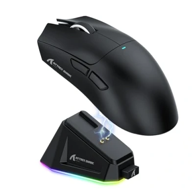 Abbildung von ATTACK SHARK X11 Gaming Mouse mit Magnetic Charging Dock, PixArt PAW3311 Sensor, BT/2.4G Wireless/Wired Mouse, 22000 DPI, Office Mice Gamer for Win11/Xbox/PS/Mac (Schwarz)