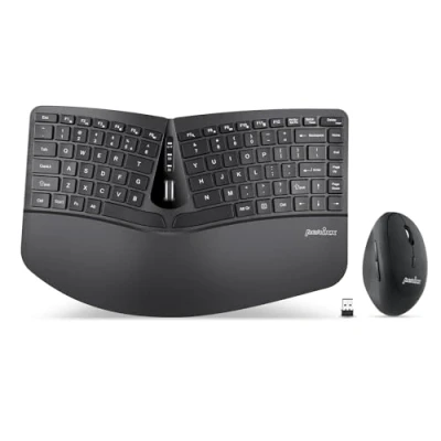 Abbildung von Perixx PERIDUO 606 Wireless Mini Ergonomic Keyboard with Portable Vertical Mouse Adjustable Palm Rest Stand Membrane Low Profile Keys US English