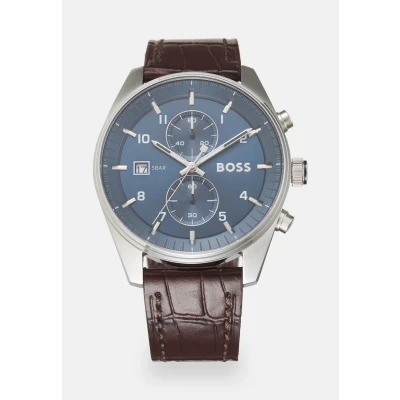 Abbildung von BOSS SKY Traveller Chronograph, Herren, Größe: One Size, Brown/blue
