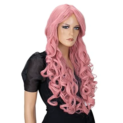 Abbildung von CAISHA 80cm Extra Langhaarige Perücke Voluminös Cosplay Party Wig Rosa CP6
