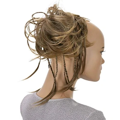 Abbildung von CAISHA XXL Haarteil Haargummi Daisy Dutt Hochsteckfrisuren Mit Geflochtenen Zöpfen Gewellt Kunstfaser Hitzebeständig DM17cm Braun Mix G6D