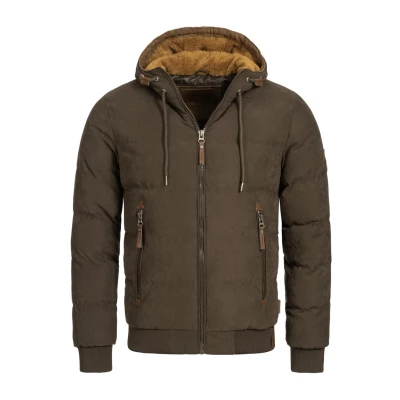 Abbildung von Indicode Herren Adeline Winterjacke m. Kapuze (Teddyfutter) Steppjacke Herrenjacke Demitasse mix, M
