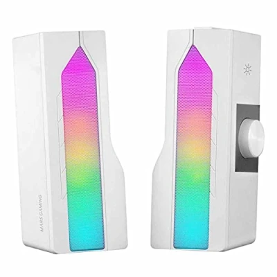 Abbildung von Mars Gaming MSDUOW, Soundbar + Lautsprecher 2.0, RGB Mesh, Bluetooth 5.0 und Jack, DSP Sound 15W, Weiß