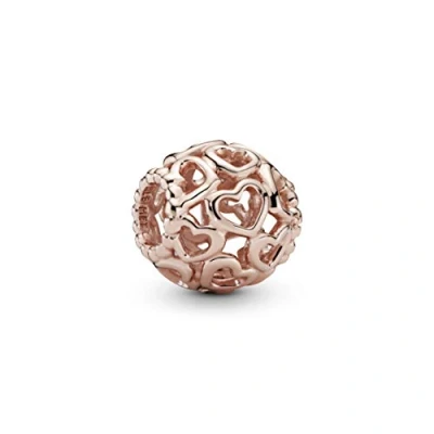 Abbildung von PANDORA Charm All Over Herzen 14 Karat rosévergoldete Metalllegierung Moments Collection