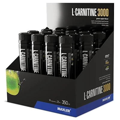 Abbildung von Maxler L Carnitine 3000 Grüner Apfel 14x25ml Hochdosiertes Carnitin Liquid Vegane Nahrungsergänzuing 3000mg Wirksotff pro Portion 14 Portionen Inklusive Messbecher