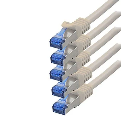 Abbildung von BIGtec 5 Stück 2m CAT.7 Gigabit Patchkabel Netzwerkkabel grau Kupferkabel Patch Ethernt LAN DSL Kabel CAT7 (RJ45, Cat 7, S/FTP PIMF) 2,00m