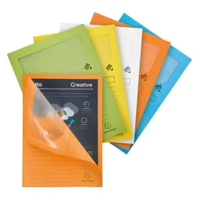 Abbildung von Exacompta 50260E 25er Pack Fenstermappen Super PEFC zertifiziert Karton 160g/m² praktisch und robust für DIN A4 farbig sortiert Dokumentenmappe Einschlagmappe