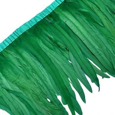 Abbildung von Sowder Fransenborte mit Hahn Federn, 2530 cm breit, 1 yard (dunkelgrün)