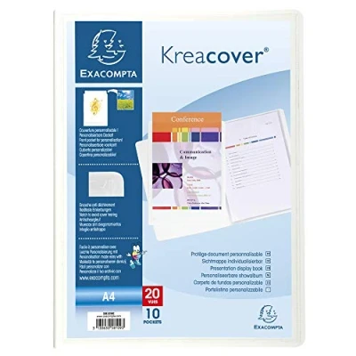 Abbildung von Exacompta 58109E Kreacover Sichtmappe (aus festem PP 800µ, mit 10 Hüllen, DIN A4, 21 x 29,7 cm) 1 Stück weiß