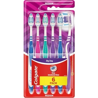 Abbildung von Colgate Zahnbürste ZigZag, mittel, 6 Stück Vorteilspack, für Tiefenreinigung