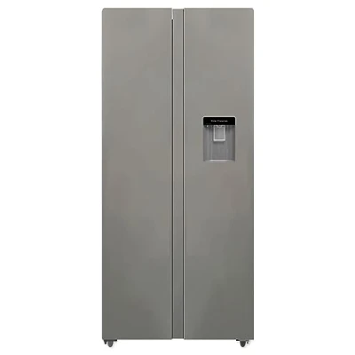 Abbildung von PKM SBS436NFWDIX, Side by Kühl Gefrierkombination Inox 450 L/2 türig mit Wasserspender/180 Liter 4 Sterne Gefrierfach/Frostfrei/41 dB