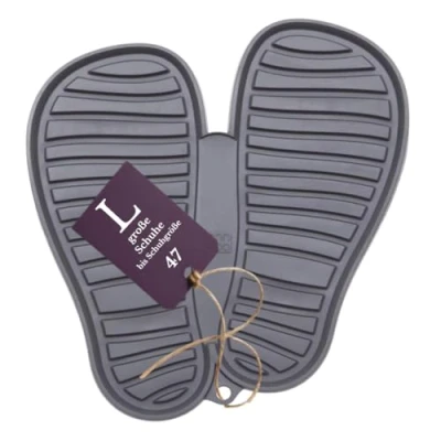 Abbildung von Sanni Shoo, Shoo.pad, Flexible, waschmaschinen Feste Schuh Abtropf Matte, Schuhablage, Schuhabtropfschale, und Schmutzfang Matte für Schuhe L (bis Schuhgrösse 47), grau