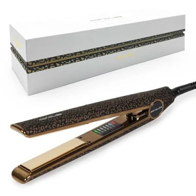 Abbildung von Corioliss C1 Glätteisen Haarglätter für Frauen Titanplatten und Curling feines Haar Professionelles Eisen mit Temperaturregelung (Leopard Gold Soft Touch)