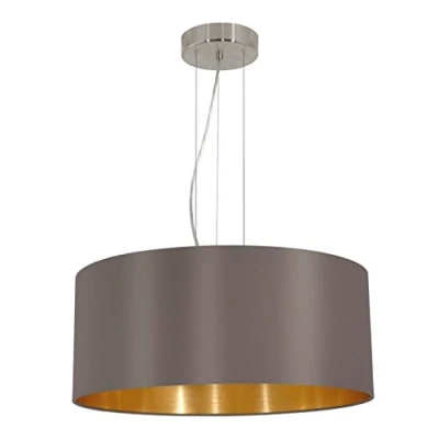 Abbildung von Eglo 31608 Pendelleuchte MASERLO Textil cappuccino, gold E27 3X60W H:110cm Ø53cm dimmbar höhenverstellbar