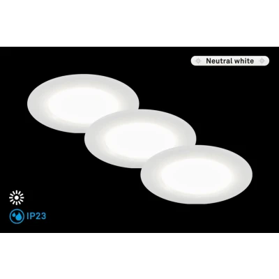 Abbildung von BRILONER Leuchten LED Einbauleuchten, 3er Set, Deckenlampen je 3 Watt, 350 Lumen, 4.000 Kelvin, IP23, Weiß, 68x30mm (DxH)