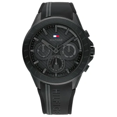 Abbildung von Tommy Hilfiger Multi Zifferblatt Quarz Uhr für Herren mit Weisses Silikonarmband 1791861
