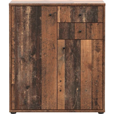 Abbildung von FORTE TEMPRA 2 Kommode mit Türen und Schubladen, Holzwerkstoff, Old Wood Vintage Dekor, (B x H T) 73,7 85,5 34,8 cm