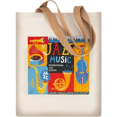 Abbildung von Hiler Punk Wiederverwendbare Musik Tragetasche, Einkaufstasche, Einkaufstasche,Trainingshandtasche,Outdoor Reisetasche