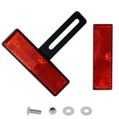 Abbildung von evermotor Universal Motorrad E4 Reflektor hinten schmal rot mit Kurze T Halter Kennzeichen Rückstrahler Katzenauge Roller Quad E geprüft