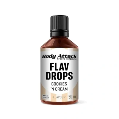 Abbildung von Body Attack Flav Drops®, 50 ml, Cookies&#039;n Cream, Aromatropfen für Lebensmittel, zuckerfreie Flavour Drops ohne Kalorien, vegan &amp; Qualität Made in Germany