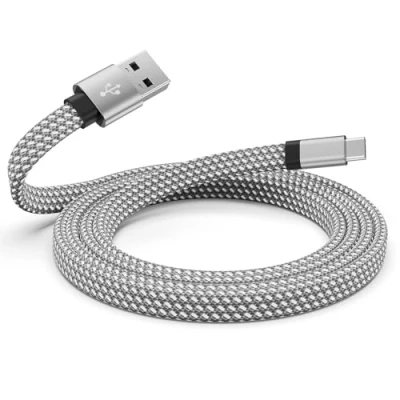 Abbildung von Magtame Magnetic USB C Kabel, 1.5M Coiled A zu Ladekabel, flacher Typ schnelles Ladekabel kompatibel mit Samsung für Gerät Pad, Silber
