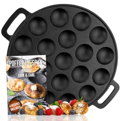Abbildung von IRONO Poffertjes pfanne Maker 19 Mini Pfannkuchen Pancake Gusseisen Pfannkuchenpfanne Eier Crepe