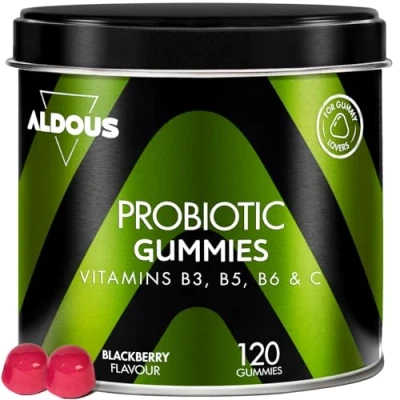 Abbildung von Probiotic Gummies Für den Darm 120 mit Natürlichem Brombeergeschmack Darmflora, Blähungen, Völlegefühl Bifidobacterium, Lactobacillus, Vitamin C, B3, B5, B6 Gummibärchen Liebhaber