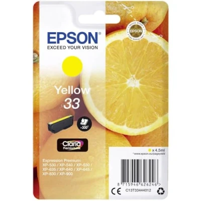 Abbildung von Epson Original 33 Tinte Orange (XP 530, XP 630, 635, 830, 540, 640, 645, 900, 7100), gelb