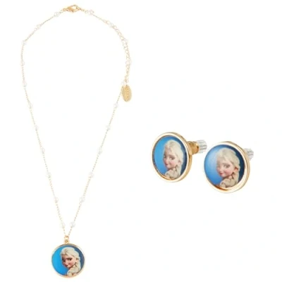 Abbildung von Disney Lilo und Stitch Schmuckset, Mickey &amp; Minnie Mouse Armband Halsband Schmuckkästchen Mädchen Geschenke (Gold Elsa)