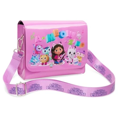 Abbildung von Gabby&#039;s Dollhouse Handtasche Mädchen, Rosa Schultertasche mit abnehmbarem Gurt Geschenke für Mädchen