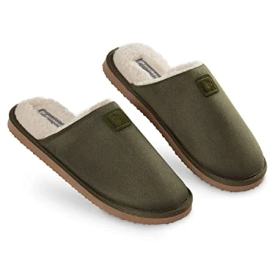 Abbildung von DUNLOP Hausschuhe Herren Winter Pantoffeln Memory Foam Anti Rutsch Hüttenschuhe Plüsch Warme Männer Drinnen Geschenk Für Geburtstag (43 EU, Khaki)