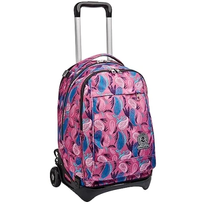 Abbildung von Invicta TROLLEY, Rucksack mit Trolleyfunktion, 3 in 1, Schulranzen Rollen, Abnehmbarer Rucksack, ab 1. Klasse, für Schule, Gymnasium, Reisen&amp;Freizeit, Mädchen&amp;Jungen, rosa, NEW TECH PAISLEY