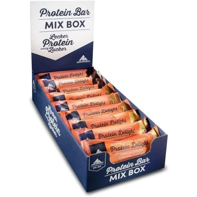 Abbildung von Multipower Protein Delight Mix Box, 18 x 35 g Riegel Box (630 g) Leckerer Energieriegel 3 Geschmacksrichtungen