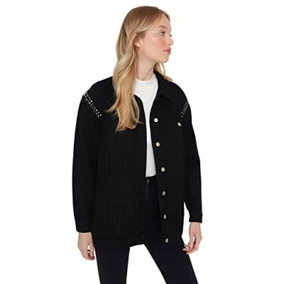 Abbildung von Trendyol Damen Design Regular Basic Plain Webstoff Jacke Coat Lapel collar Standard Black Jacket, Schwarz, 38