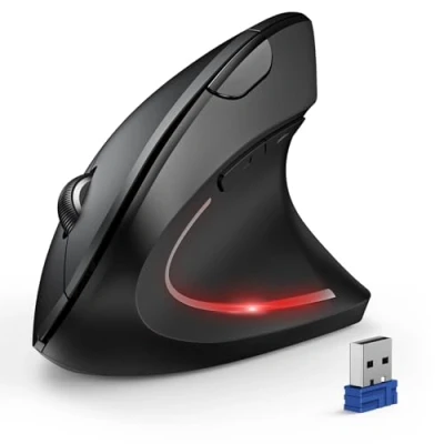 Abbildung von TECKNET Ergonomische Kabellose Bluetooth Maus Vertikale Wireless Mouse mit 3 Gerät (BT+BT+USB), Optisch Leise 6 Einstellbare DPI für Laptop/PC/Mac/Tablet/iPad(Win/Android/iOS), Tasten