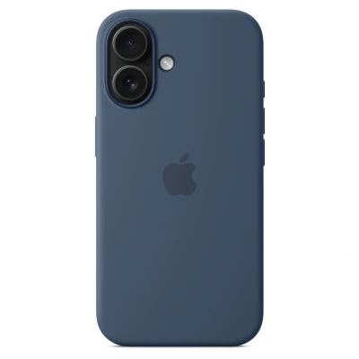 Abbildung von Apple iPhone 16 Hülle MagSafe Silikon Original Soft Case/Backcover Handyhülle Blau