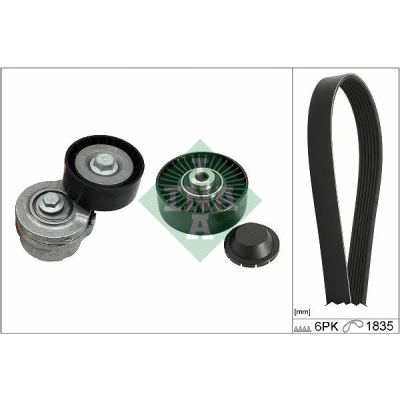 Abbildung von INA 529 0498 10 Keilrippenriemensatz Generatorfreilauf prüfen und ggf. erneuern ALFA ROMEO: 147, GT, FIAT: Multipla