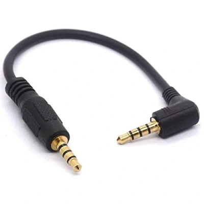 Abbildung von OpenII Kurzes 3,5mm TRRS Audiokabel, vergoldet, 90 Grad, 3,5 Stecker auf Stecker, Stereo Klinkenstecker, 4 poliger Anschluss
