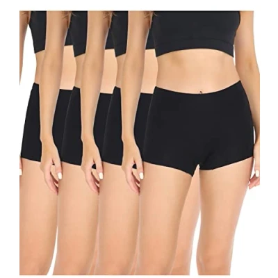 Abbildung von wirarpa Damen Baumwolle Boxershorts Panties Unterhosen Radlerhose unter Kleid mit Baumwoll Schritt 4er Pack Schwarz Größe M