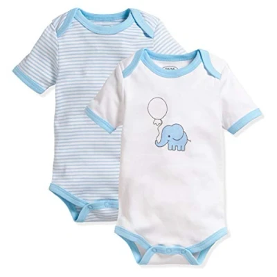 Abbildung von Schnizler Unisex Kinder Kleinkind Multipack Baby Body, bleu 1/4 Arm 2er Pack Elefant, 62/68
