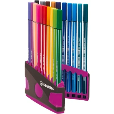 Abbildung von Premium Filzstift STABILO Pen 68 ColorParade in gelb/lila 20er Tischset mit 20 verschiedenen Farben