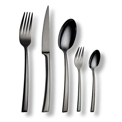 Abbildung von Echtwerk EW BS 3010S Tafelbesteck Avelino/Shiny Black Edition, 30 teilig, für 6 Personen, Edelstahl 18/10 hochglänzend, Hochwertiges Besteck Set, inkl. Aufbewahrungs Kassette, Stahl, Schwarz