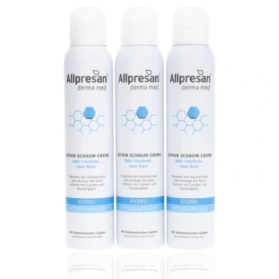 Abbildung von Allpresan Derma med Repair Schaum Creme HYDRO Intensivpflege für sehr trockene, raue Haut, 3x 200 ml