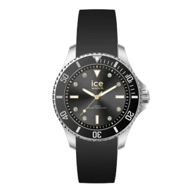 Abbildung von ICE Watch steel Black gold Silbergraue Damenuhr mit Silikonarmband 020367 (Small)