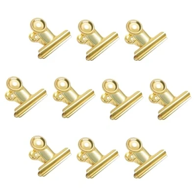 Abbildung von Gold Binder Clips, Coideal 10 Stück 2 Zoll Edelstahl große Metall Bulldogge, Scharnier Büroklammern Klammern für Bilder Fotos, Küche zu Hause, Büro Zubehör (50 mm)