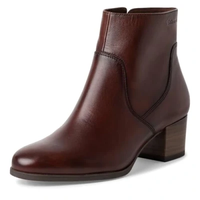 Abbildung von Tamaris Damen Absatzstiefelette Leder Blockabsatz bequem; COGNAC LEATHER, EU 40