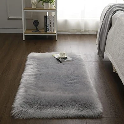 Abbildung von Cumay Teppich Kunstfell Fell Teppich, Flauschiger Schaffell Lammfell Imitat Fellteppich Waschbar,Für Wohnzimmer Schlafzimmer, Stuhl,Bett,Sofa Deko Dekofell für