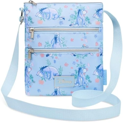 Abbildung von Disney Stitch Handtasche Mädchen Teenager Damentaschen Umhängetasche, mit Reißverschluss &amp; Verstellbarem Gurt (Eeyore, 24 x 22 4,5 cm)